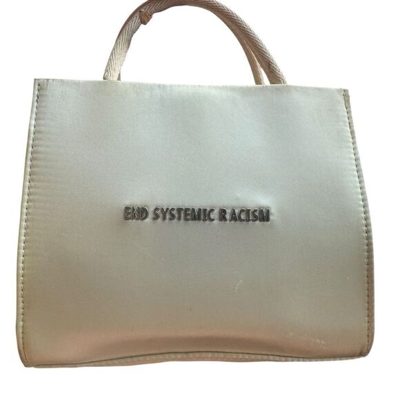 Brandon Blackwood White Cream End Systemic Racism ESR Tote Satin - Picture 9 of 12